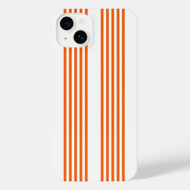 Funda Para iPhone patrón de cinco rayas blanco y naranja (Reverso )