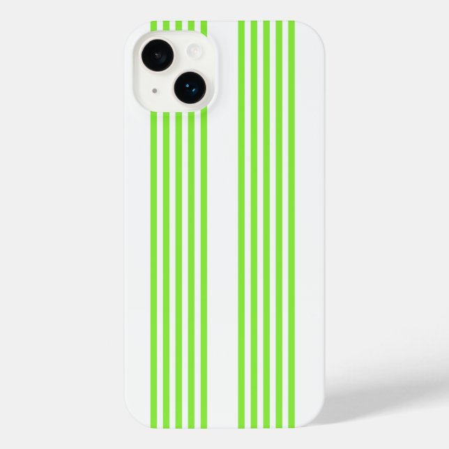 Funda Para iPhone Patrón de cinco rayas blanco y verde limón (Reverso )