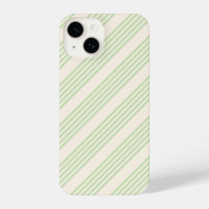 Funda Para iPhone 14 Patrón de cinco rayas verde claro y beige