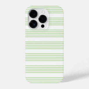 Funda Para iPhone 14 Pro Patrón de cinco rayas verde claro y blanco