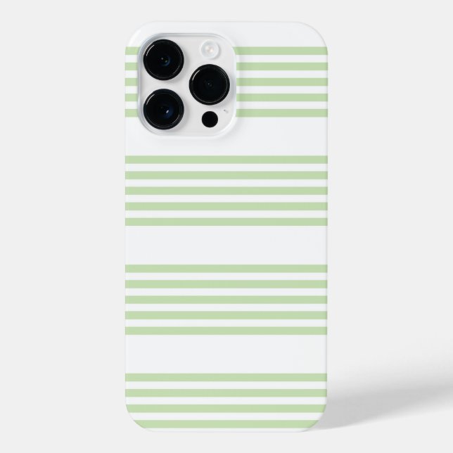 Funda Para iPhone Patrón de cinco rayas verde claro y blanco (Reverso)