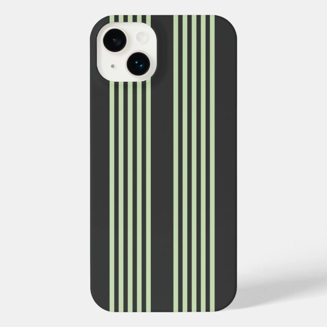 Funda Para iPhone Patrón de cinco rayas verde pálido y carbón vegeta (Reverso )