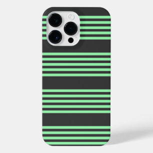 Funda Para iPhone 14 Pro Max Patrón de cinco rayas verdes y carboníferas