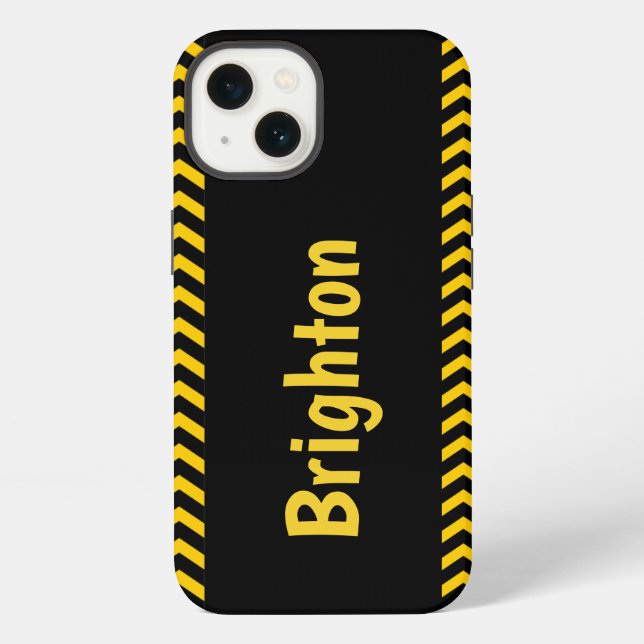 Funda Para iPhone Patrón de cinta de precaución con nombre (Reverso )