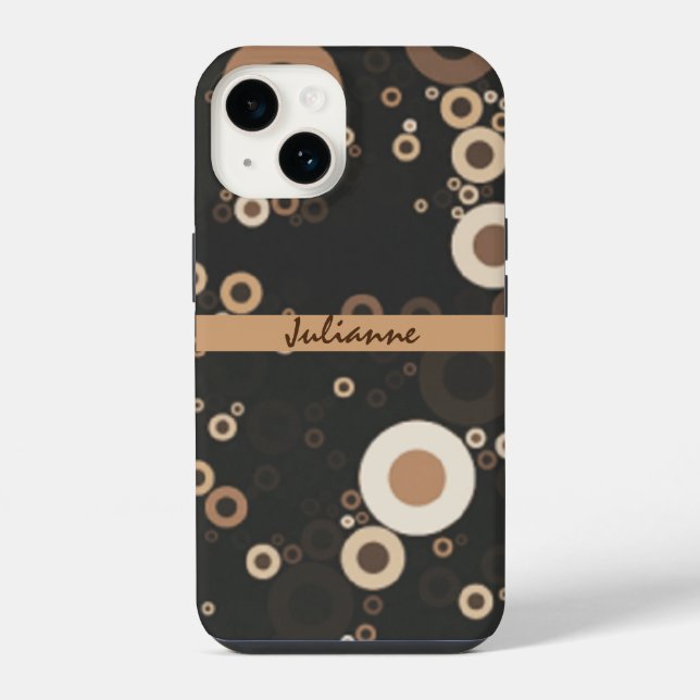 Funda Para iPhone Patrón de círculo retro Brown y Beige (Reverso )