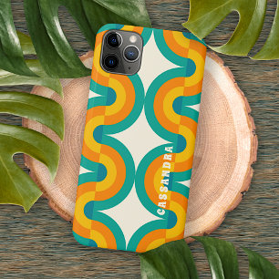 Funda Para iPhone 16 Pro Max Patrón de círculos de color azul verdoso naranja v