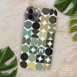 Funda Para iPhone 16 Pro Max Patrón de círculos de color verde negro beige marr