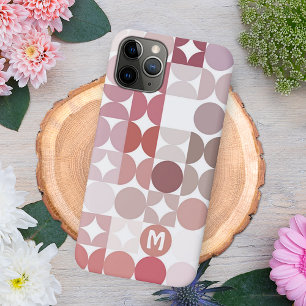 Funda Para iPhone 16 Pro Max Patrón de círculos de estilo moderno Mauve Taupe B