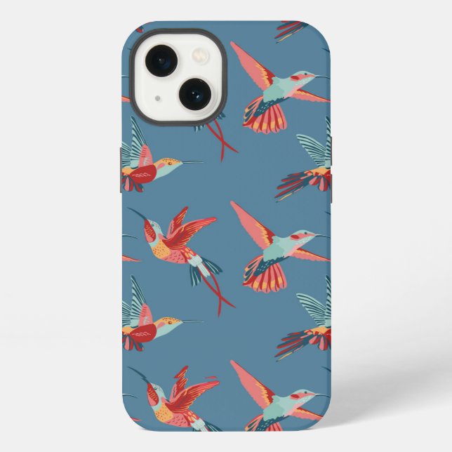 Funda Para iPhone Patrón de colibrí retro (Reverso )
