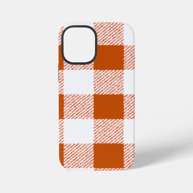 Funda Para iPhone Patrón de comprobación de Gingham de Brown (Reverso )