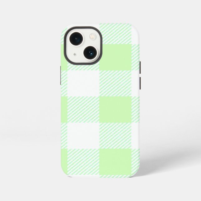 Funda Para iPhone Patrón de comprobación de Gingham verde claro (Reverso )