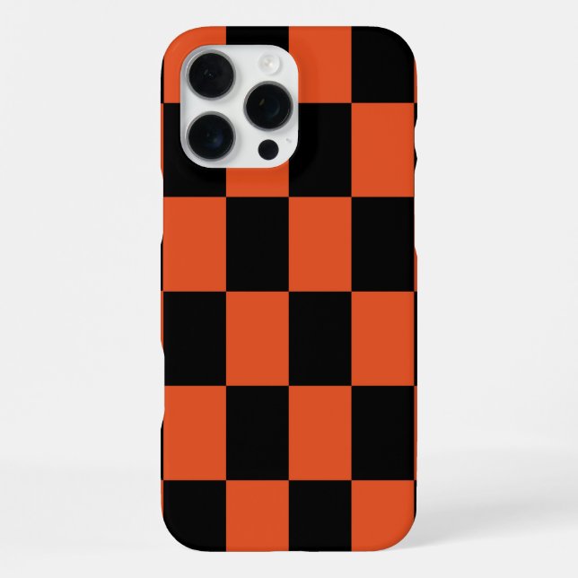 Funda Para iPhone Patrón de comprobación de naranja negro (Reverso )