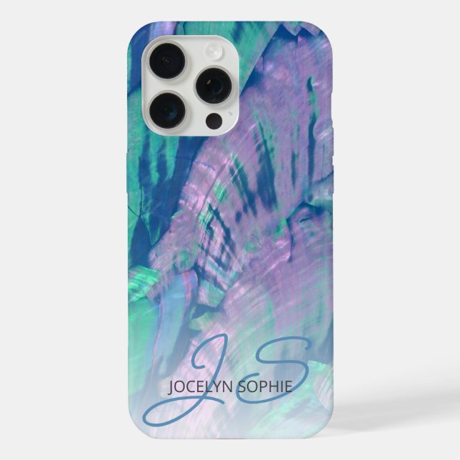 Funda Para iPhone Patrón de concha de Abulón azul turquesa acuático  (Reverso )