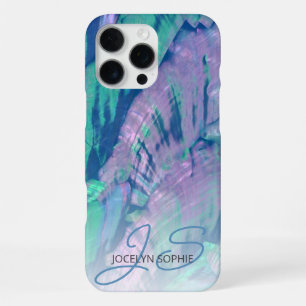 Funda Para iPhone 16 Pro Max Patrón de concha de Abulón azul turquesa acuático