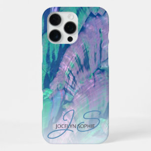 Funda Para iPhone 16 Pro Max Patrón de concha de Abulón azul turquesa acuático