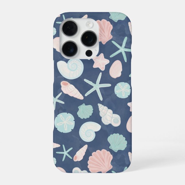 Funda Para iPhone patrón de conchas marinas (Reverso)