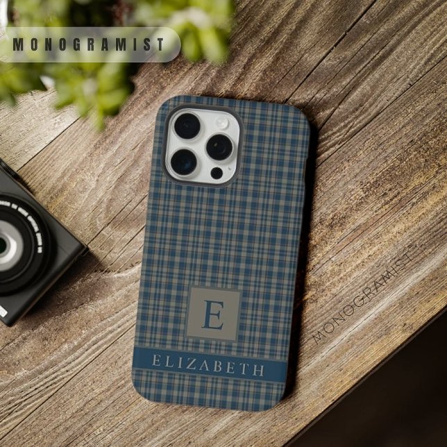 Funda Para iPhone Patrón de contraste azul oscuro gris claro persona (Custom Light Grey Dark Blue Checkered Pattern iPhone Case
)