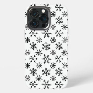 Funda Para iPhone 13 Pro Patrón de copos de nieve en negro y blanco