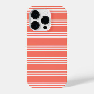 Funda Para iPhone 14 Pro Patrón de coral vivo y blanco de cuatro rayas