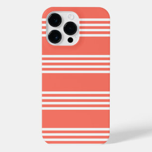 Funda Para iPhone 14 Pro Max Patrón de coral vivo y blanco de cuatro rayas