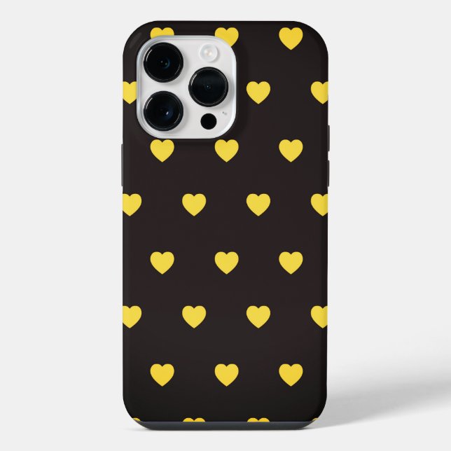 Funda Para iPhone Patrón de corazón amarillo (Reverso )
