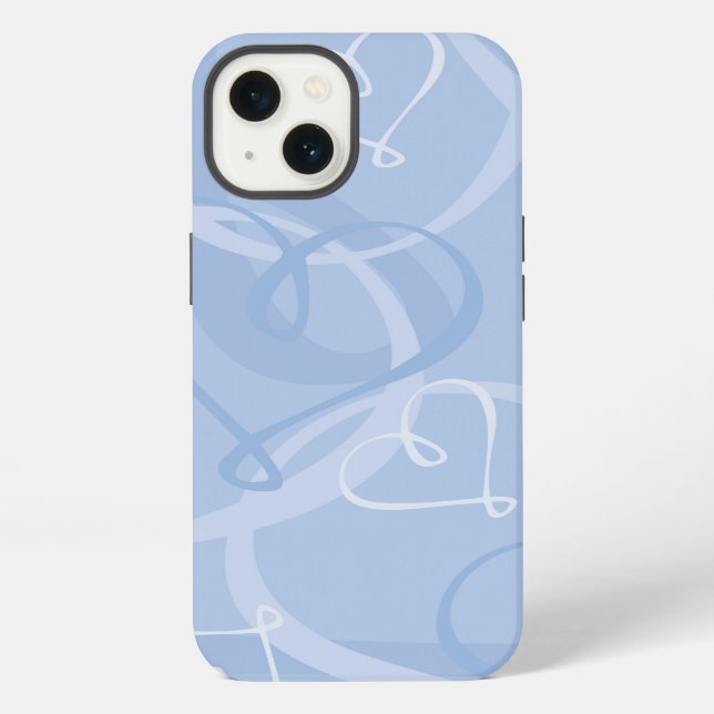 Funda Para iPhone Patrón de corazón azul (Reverso )