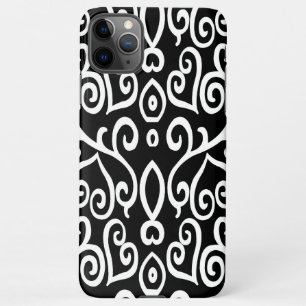 Funda Para iPhone 11Pro Max Patrón de corazón blanco y negro
