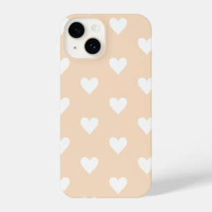 Funda Para iPhone 14 Patrón de corazón lindo Beige