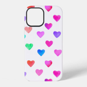 Funda Para iPhone 12 patrón de corazones de acuarela pintados a mano pa