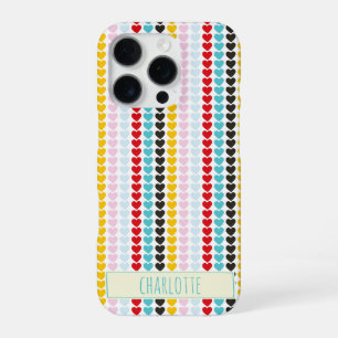 Funda Para iPhone 16 Pro Patrón de corazones de color retro lindo personali
