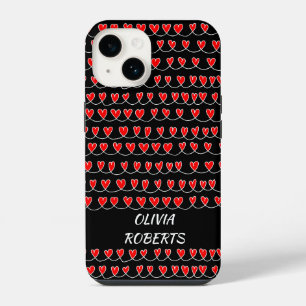 Funda Para iPhone 14 Patrón de corazones rojos de amor elegante persona