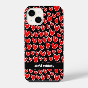 Funda Para iPhone 14 Patrón de corazones rojos de amor elegante persona