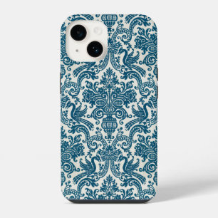 Funda Para iPhone 14 Patrón de cosecha de color azul y blanco floral