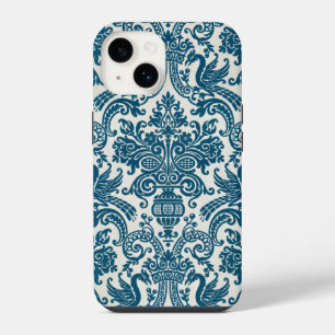 Funda Para iPhone 14 Patrón de cosecha de color azul y blanco floral