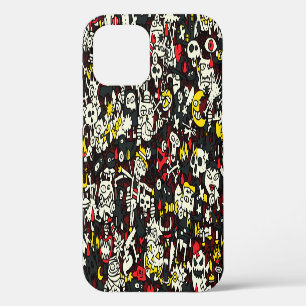 Funda Para iPhone 12 Patrón de cosecha de Halloween Mini Doodle
