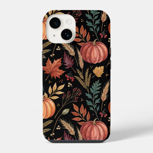 Funda Para iPhone Patrón de cosecha de otoño de acuarela (Reverso )