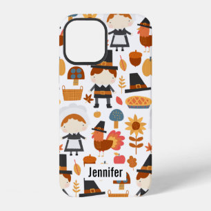 Funda Para iPhone 12 Patrón de cosecha de peregrinos de Acción de Graci