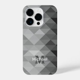 Funda Para iPhone 14 Pro Patrón de cuadrado geométrico triangular gris Mono