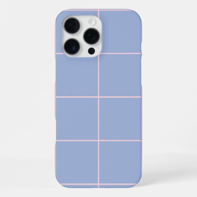 Funda Para iPhone Patrón de Cuadrícula Azul y Rosa Suave (Reverso )