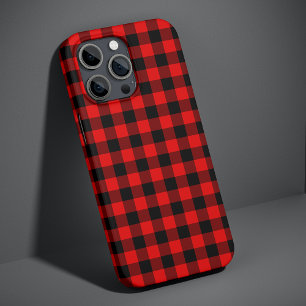 Funda Para iPhone 16 Pro Max Patrón de cuadros de leñador de búfalo rojo negro