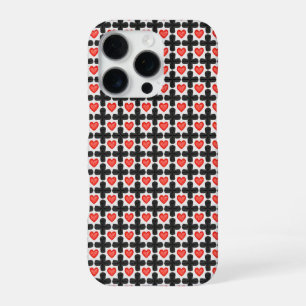 Funda Para iPhone 16 Pro Patrón de cuadros en forma de cruz con corazones r