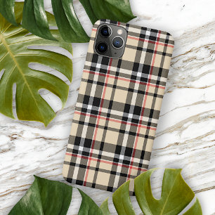 Funda Para iPhone 16 Pro Max Patrón de cuadros escoceses rojo beige negro y bla