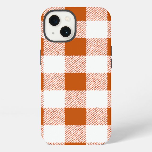 Funda Para iPhone Patrón de cuadros gingham marrón (Reverso )