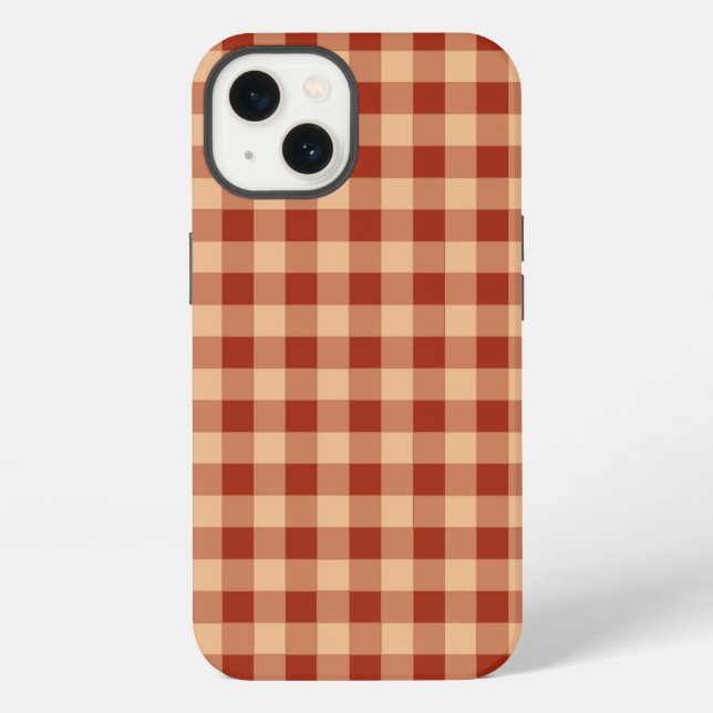 Funda Para iPhone Patrón de cuadros gingham marrones (Reverso )