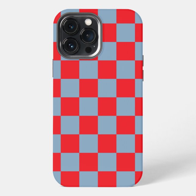 Funda Para iPhone Patrón de cuadros gingham rojo azul (Reverso )