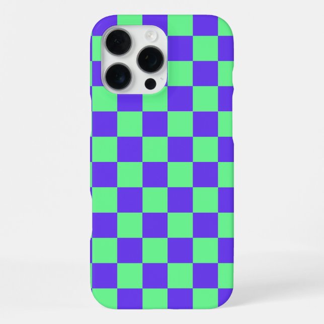 Funda Para iPhone Patrón de cuadros púrpura y verde (Reverso )