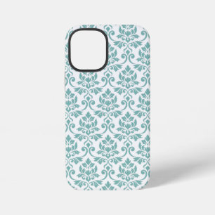 Funda Para iPhone 12 Mini Patrón de damasco de hoja en azul verde