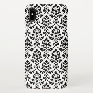 Funda Para iPhone XS Max Patrón de Damask de Feuille negro en blanco