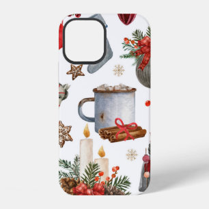 Funda Para iPhone 12 Patrón de decoración de navidades acuarelas