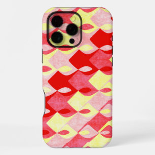 Funda Para iPhone 16 Pro Max Patrón de diamante geométrico retro rojo, rosa y a